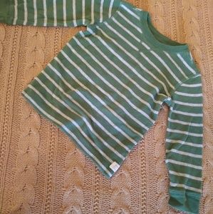 Boys 3T Green and Gray Striped Long Sleeved Shirt
